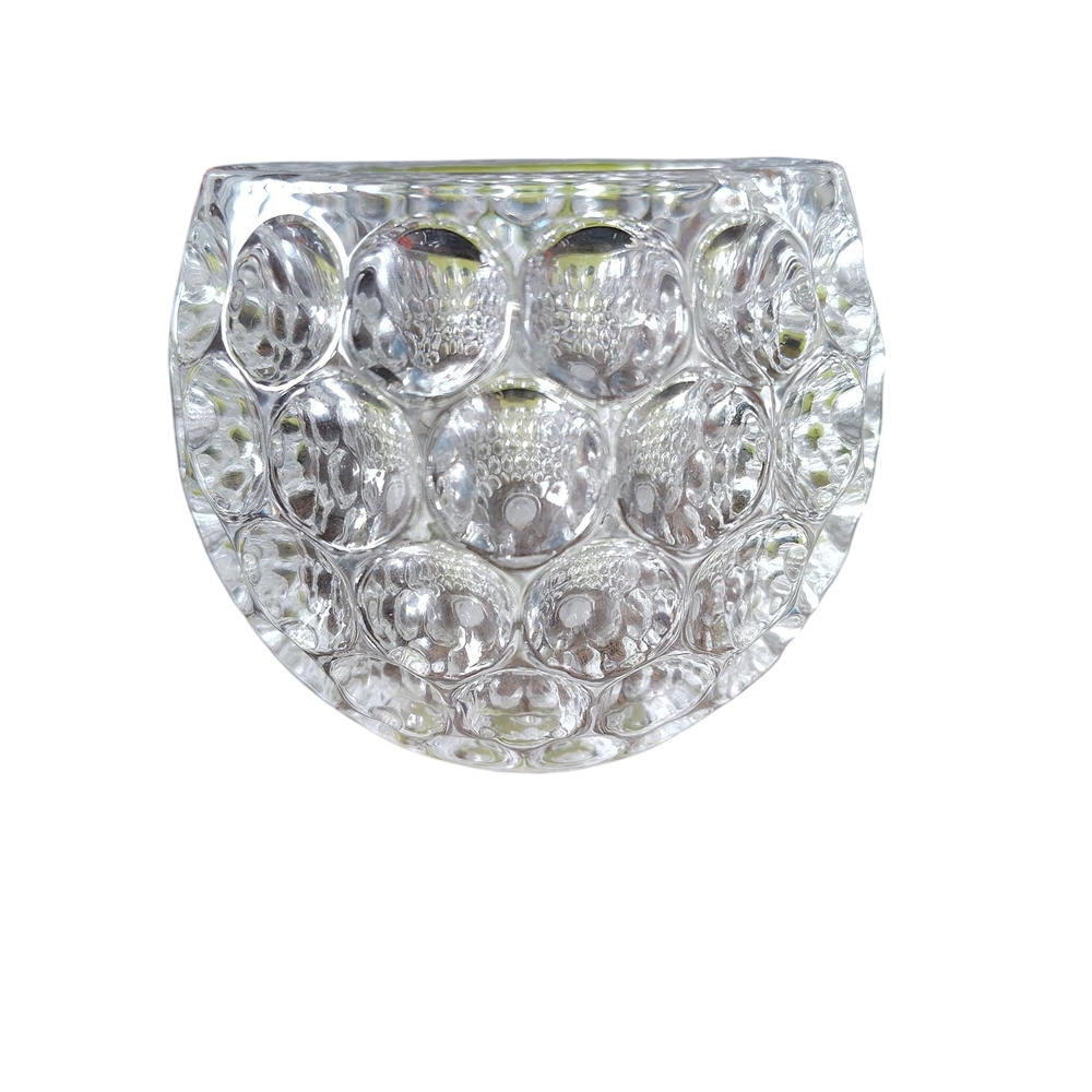 Fitz and Floyd Round Optic Heavy Crystal Votive Candle Bowl 4 3/8 Diam.